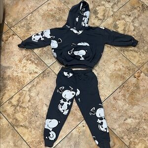 Black Snoopy Hoodie and Jogger Set